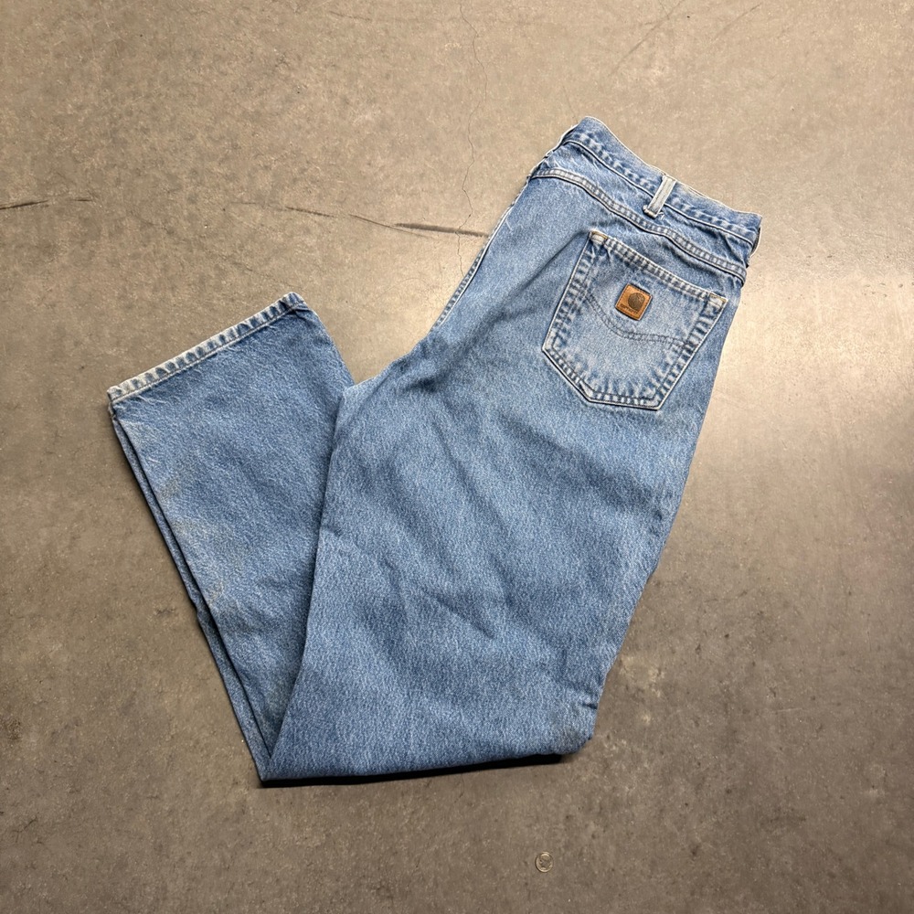Carhartt B17 DST Relaxed Fit Jeans Light Wash Denim Blue 44x32 Workwear Mens
